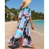 imageBsubseach Kaftan Dresses for Women Plus Size Tie Dye Batwing Sleeve Caftans Swimsuit Coverup Maxi Dress LoungewearPink Blue Black