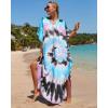 imageBsubseach Kaftan Dresses for Women Plus Size Tie Dye Batwing Sleeve Caftans Swimsuit Coverup Maxi Dress LoungewearPink Blue Black
