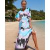 imageBsubseach Kaftan Dresses for Women Plus Size Tie Dye Batwing Sleeve Caftans Swimsuit Coverup Maxi Dress LoungewearPink Blue Black