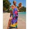 imageBsubseach Kaftan Dresses for Women Plus Size Tie Dye Batwing Sleeve Caftans Swimsuit Coverup Maxi Dress LoungewearPurple Print