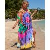 imageBsubseach Kaftan Dresses for Women Plus Size Tie Dye Batwing Sleeve Caftans Swimsuit Coverup Maxi Dress LoungewearPurple Print