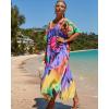 imageBsubseach Kaftan Dresses for Women Plus Size Tie Dye Batwing Sleeve Caftans Swimsuit Coverup Maxi Dress LoungewearPurple Print