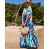 imageBsubseach Kaftan Dresses for Women Plus Size Tie Dye Batwing Sleeve Caftans Swimsuit Coverup Maxi Dress LoungewearSunflower