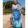 imageBsubseach Kaftan Dresses for Women Plus Size Tie Dye Batwing Sleeve Caftans Swimsuit Coverup Maxi Dress LoungewearSunflower
