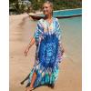 imageBsubseach Kaftan Dresses for Women Plus Size Tie Dye Batwing Sleeve Caftans Swimsuit Coverup Maxi Dress LoungewearSunflower