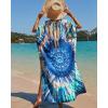 imageBsubseach Kaftan Dresses for Women Plus Size Tie Dye Batwing Sleeve Caftans Swimsuit Coverup Maxi Dress LoungewearSunflower