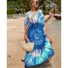 imageBsubseach Kaftan Dresses for Women Plus Size Tie Dye Batwing Sleeve Caftans Swimsuit Coverup Maxi Dress LoungewearSunflower
