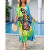 imageBsubseach Kaftan Dresses for Women Plus Size Tie Dye Batwing Sleeve Caftans Swimsuit Coverup Maxi Dress LoungewearYellow Green