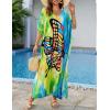 imageBsubseach Kaftan Dresses for Women Plus Size Tie Dye Batwing Sleeve Caftans Swimsuit Coverup Maxi Dress LoungewearYellow Green