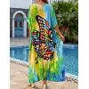 imageBsubseach Kaftan Dresses for Women Plus Size Tie Dye Batwing Sleeve Caftans Swimsuit Coverup Maxi Dress LoungewearYellow Green