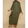 imageBsubseach Kaftan Dresses for Women Satin VNeck Caftans Coverups Long Dress Plus Size Beach Cover UpArmy Green