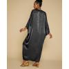 imageBsubseach Kaftan Dresses for Women Satin VNeck Caftans Coverups Long Dress Plus Size Beach Cover UpBlack