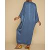 imageBsubseach Kaftan Dresses for Women Satin VNeck Caftans Coverups Long Dress Plus Size Beach Cover UpBlue