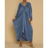 imageBsubseach Kaftan Dresses for Women Satin VNeck Caftans Coverups Long Dress Plus Size Beach Cover UpBlue