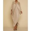 imageBsubseach Kaftan Dresses for Women Satin VNeck Caftans Coverups Long Dress Plus Size Beach Cover UpChampagne