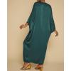 imageBsubseach Kaftan Dresses for Women Satin VNeck Caftans Coverups Long Dress Plus Size Beach Cover UpDark Green