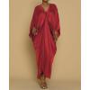 imageBsubseach Kaftan Dresses for Women Satin VNeck Caftans Coverups Long Dress Plus Size Beach Cover UpRed