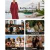 imageBsubseach Kaftan Dresses for Women Satin VNeck Caftans Coverups Long Dress Plus Size Beach Cover UpRed