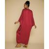 imageBsubseach Kaftan Dresses for Women Satin VNeck Caftans Coverups Long Dress Plus Size Beach Cover UpRed
