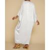 imageBsubseach Kaftan Dresses for Women Satin VNeck Caftans Coverups Long Dress Plus Size Beach Cover UpWhite