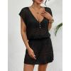 imageBsubseach Stylish Crochet Swimsuit Coverup for Women V Neck Beach Dress Swimwear Beach Cover Ups Resort WearBlack