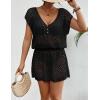 imageBsubseach Stylish Crochet Swimsuit Coverup for Women V Neck Beach Dress Swimwear Beach Cover Ups Resort WearBlack