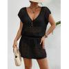 imageBsubseach Stylish Crochet Swimsuit Coverup for Women V Neck Beach Dress Swimwear Beach Cover Ups Resort WearBlack