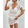 imageBsubseach Stylish Crochet Swimsuit Coverup for Women V Neck Beach Dress Swimwear Beach Cover Ups Resort WearWhite