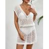 imageBsubseach Stylish Crochet Swimsuit Coverup for Women V Neck Beach Dress Swimwear Beach Cover Ups Resort WearWhite