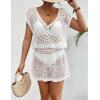 imageBsubseach Stylish Crochet Swimsuit Coverup for Women V Neck Beach Dress Swimwear Beach Cover Ups Resort WearWhite