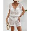 imageBsubseach Stylish Crochet Swimsuit Coverup for Women V Neck Beach Dress Swimwear Beach Cover Ups Resort WearWhite