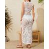 imageBsubseach Women Crochet Beach Cover Ups Sleeveless Hollow Out Swim Suit Coverup Dress Side Split Bathing Suit Long DressesWhite