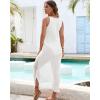 imageBsubseach Women Crochet Beach Cover Ups Sleeveless Hollow Out Swim Suit Coverup Dress Side Split Bathing Suit Long DressesWhite1