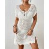 imageBsubseach Women Short Sleeve Crochet Cover Up Hollow Out Swim Coverups Beach Mini DressWhite