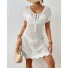 imageBsubseach Women Short Sleeve Crochet Cover Up Hollow Out Swim Coverups Beach Mini DressWhite