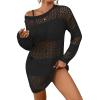 imageBsubseach Crochet Coverups for Women Swimsuit Long Sleeve Bathing Suit Cover Up Mesh Knit Beach Dress Vacation OutfitsBlack