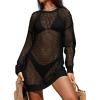 imageBsubseach Crochet Coverups for Women Swimsuit Long Sleeve Bathing Suit Cover Up Mesh Knit Beach Dress Vacation OutfitsBlack01
