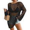 imageBsubseach Crochet Swimsuit Coverup for Women Long Sleeve Swim Cover Up Hollow Out Knitted Bikini BeachwearBlack