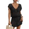 imageBsubseach Stylish Crochet Swimsuit Coverup for Women V Neck Beach Dress Swimwear Beach Cover Ups Resort WearBlack