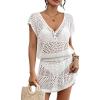 imageBsubseach Stylish Crochet Swimsuit Coverup for Women V Neck Beach Dress Swimwear Beach Cover Ups Resort WearWhite