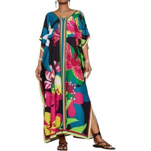 imageBsubseach Caftans for Women Plus Size Swimsuit Cover Ups Long Beach Boho Kaftan Dresses Resort WearBlack