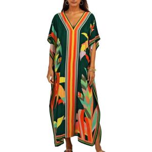 imageBsubseach Kaftan Dresses for Women Plus Size Beach Cover Up Swimsuit Coverup Resort Wear Caftans for WomenArmy Green