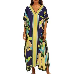 imageBsubseach Kaftan Dresses for Women Plus Size Beach Cover Up Swimsuit Coverup Resort Wear Caftans for WomenRoyal Blue