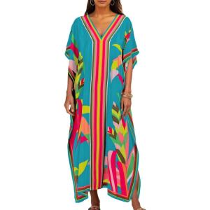 imageBsubseach Kaftan Dresses for Women Plus Size Beach Cover Up Swimsuit Coverup Resort Wear Caftans for WomenSky Blue