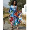 imageBsubseach Kaftan Dress for Swimwear Women Plus Size Bathing Suit Cover Up Beach RobeAbstract Patterns