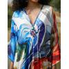 imageBsubseach Kaftan Dress for Swimwear Women Plus Size Bathing Suit Cover Up Beach RobeAbstract Patterns