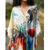 imageBsubseach Kaftan Dress for Swimwear Women Plus Size Bathing Suit Cover Up Beach RobeAbstract Print
