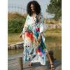 imageBsubseach Kaftan Dress for Swimwear Women Plus Size Bathing Suit Cover Up Beach RobeAbstract Print