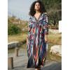 imageBsubseach Kaftan Dress for Swimwear Women Plus Size Bathing Suit Cover Up Beach RobeButterflies on Black
