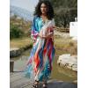 imageBsubseach Kaftan Dress for Swimwear Women Plus Size Bathing Suit Cover Up Beach RobeColourful Abstract